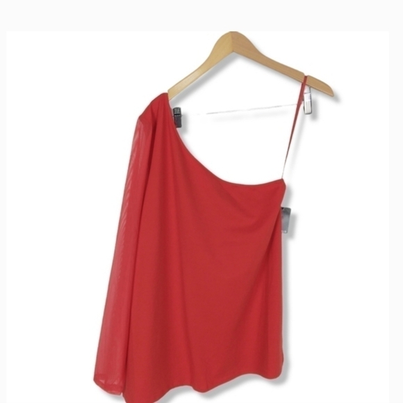 NWT Torrid One Shoulder Mesh Sleeve Top - Picture 10 of 13
